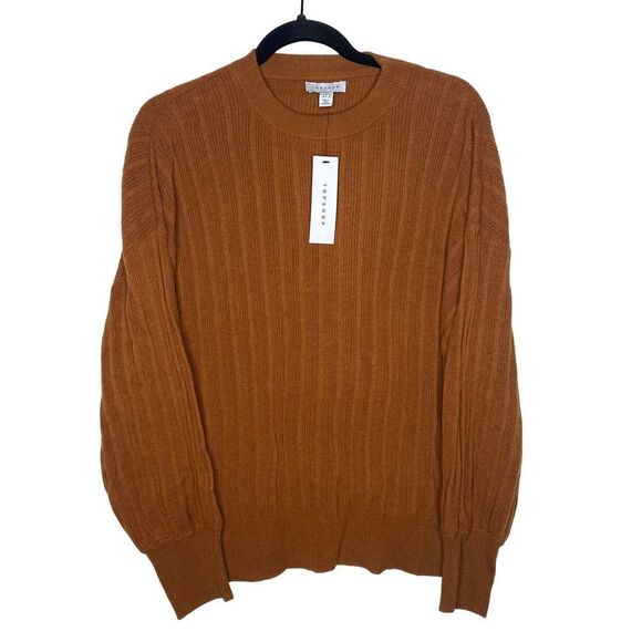 Topshop Drop Armhole Knit Crew Neck Ribbed Long Sleeve Sweater Size 8/10 Medium - Picture 2 of 10